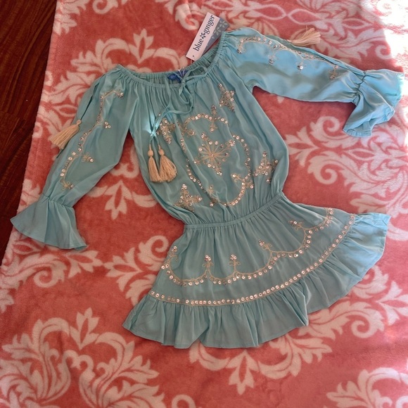 NEW! Blue Ginger Sequined Cover Up Dress - Picture 2 of 11